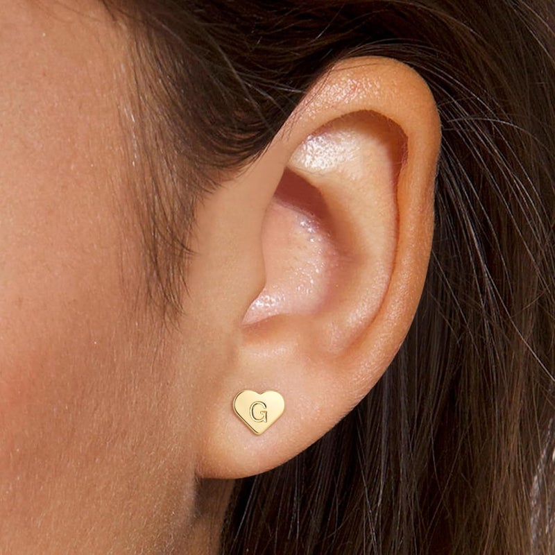 BLThing Store Heart Initial Earrings for Girls Kids Women - 18K Gold Filled Heart A-Z Initial Letter Earrings Teen Girls Gifts Trendy Stuff Birthday Gift for 5 6 7 8 9 10 Year Old Girl Gifts - Image 1